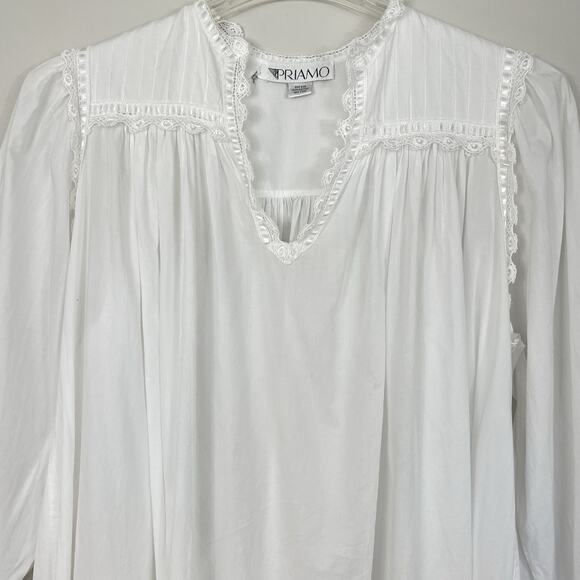 Vintage Priamo Nightgown One Size White Victorian Lace Romantic Prairie Boho - Picture 5 of 11